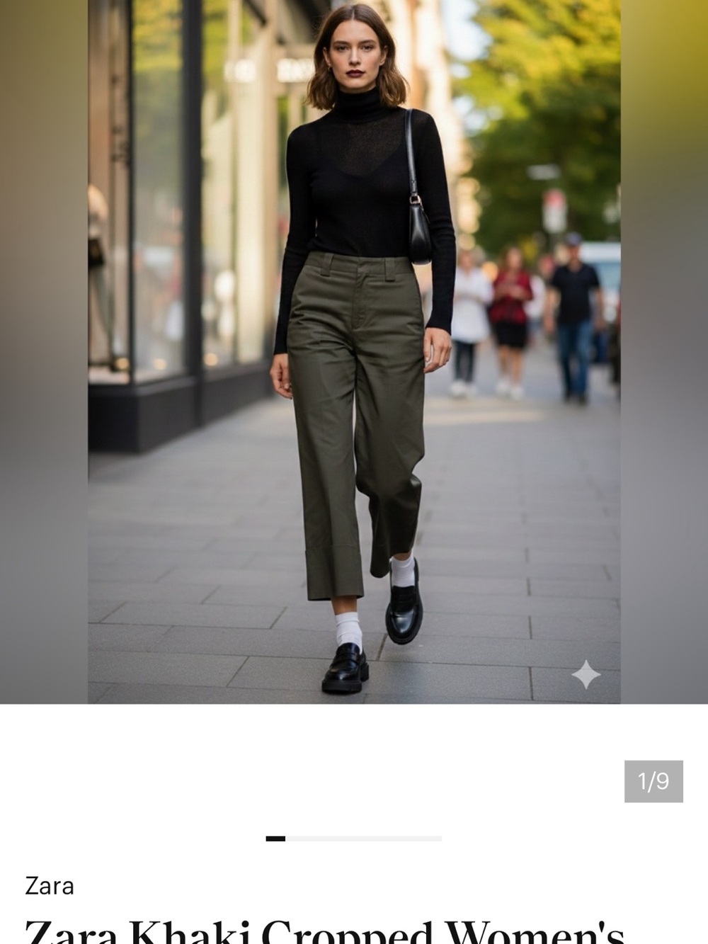 Zara Olive Green Straight Ankle Trousers